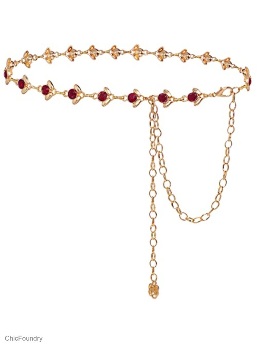 Women's Rhinestone Crystal Chain Belt Alloy Waist Dress Accessory